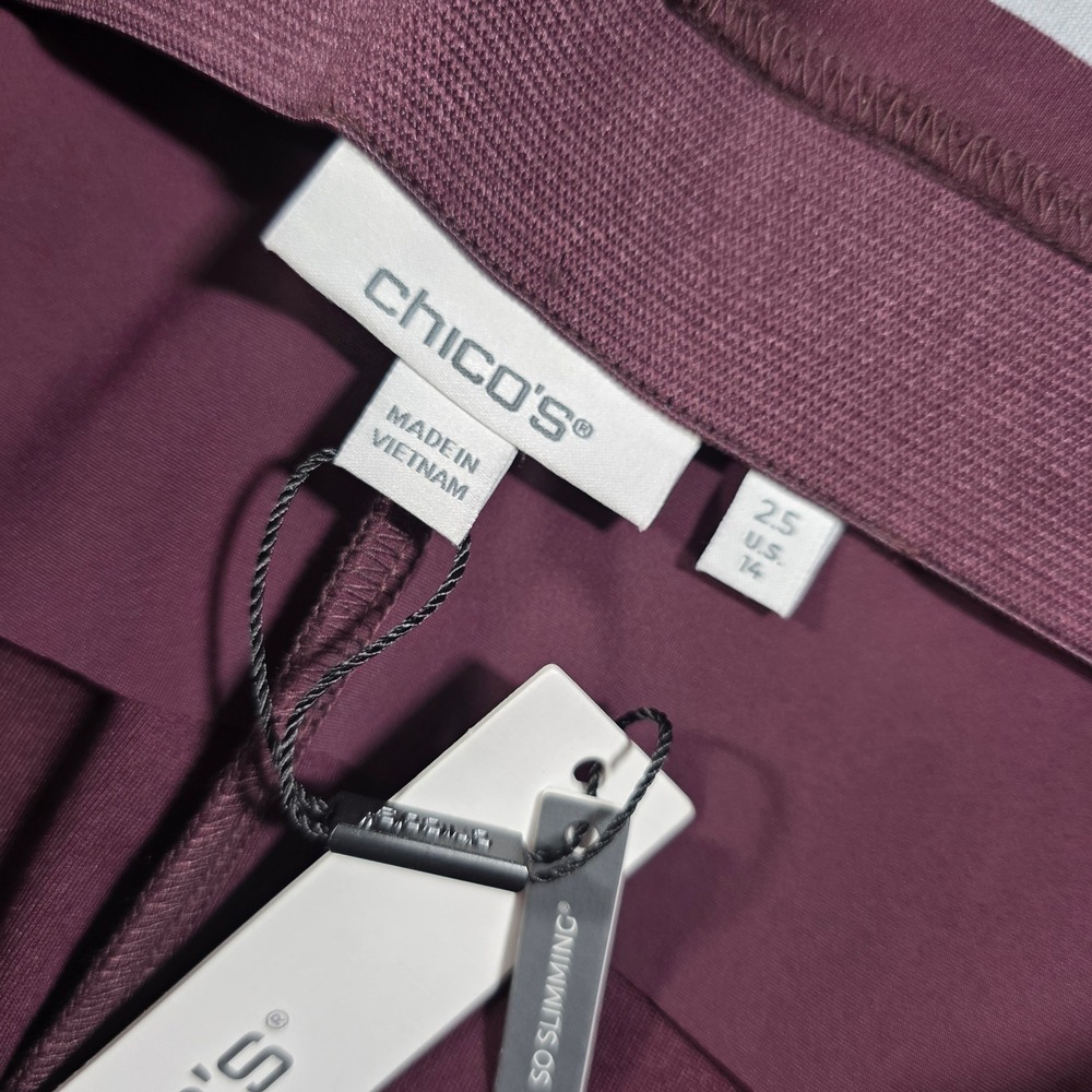 Chicos So Slimming 360 Juliet Ankle Pant Deep Raisin Burgundy 2.5R US‎ 14 NEW - Picture 3 of 13